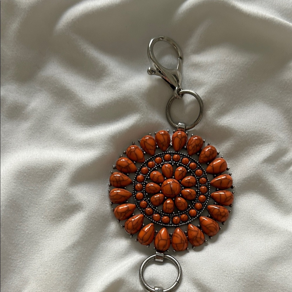 Handcrafted Orange Floral Disk Statement Belt - image 2